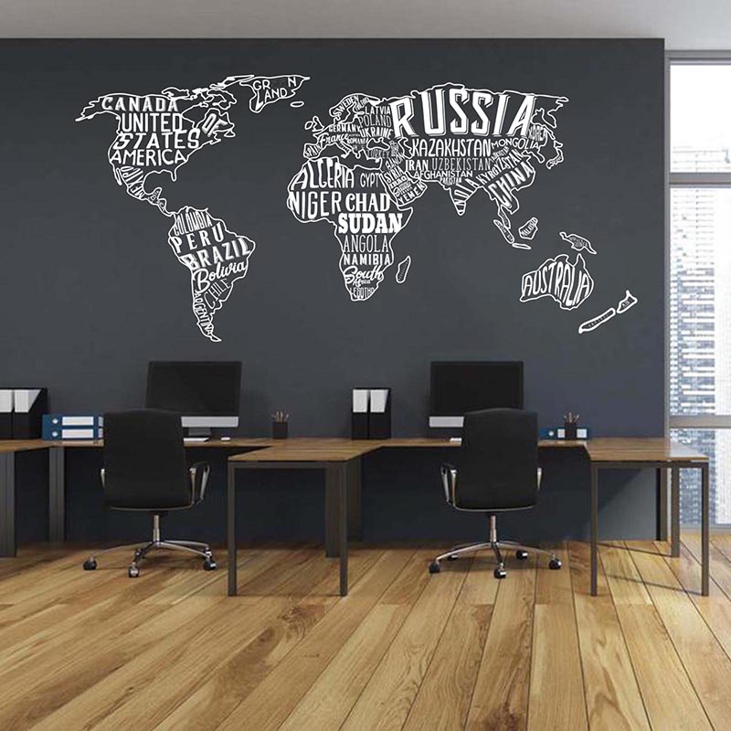 Office Furniture World - Large World Map Collage Wall Sticker