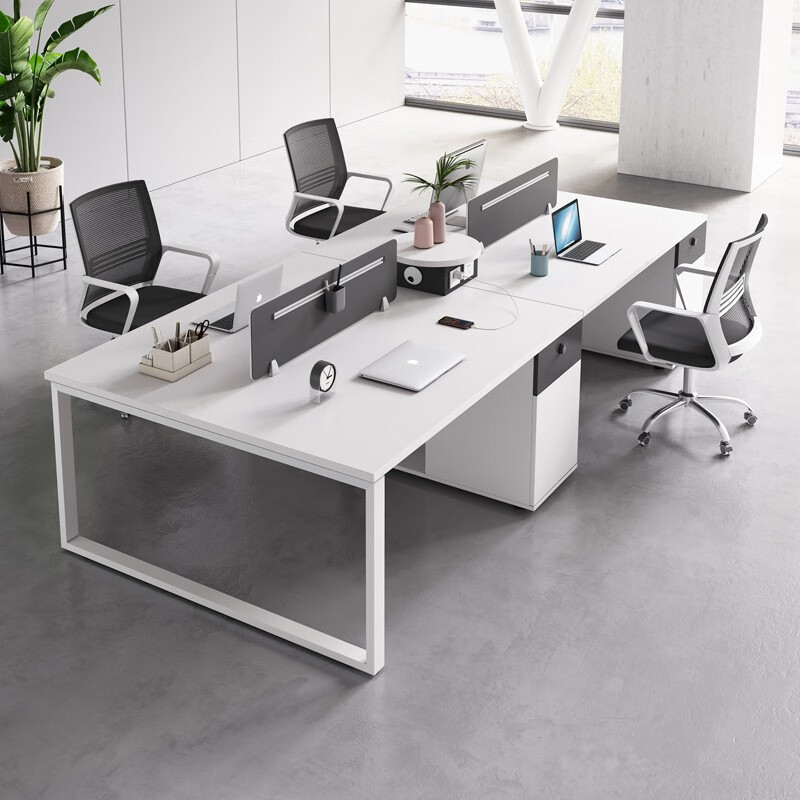 Office Furniture Manufacturers - Four-person workplace staff desk single card