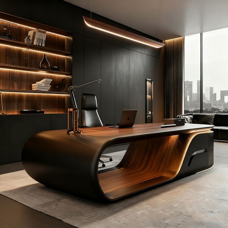Office Furniture Manufacturers - Luxury Modern L-Shaped Executive Work Desk