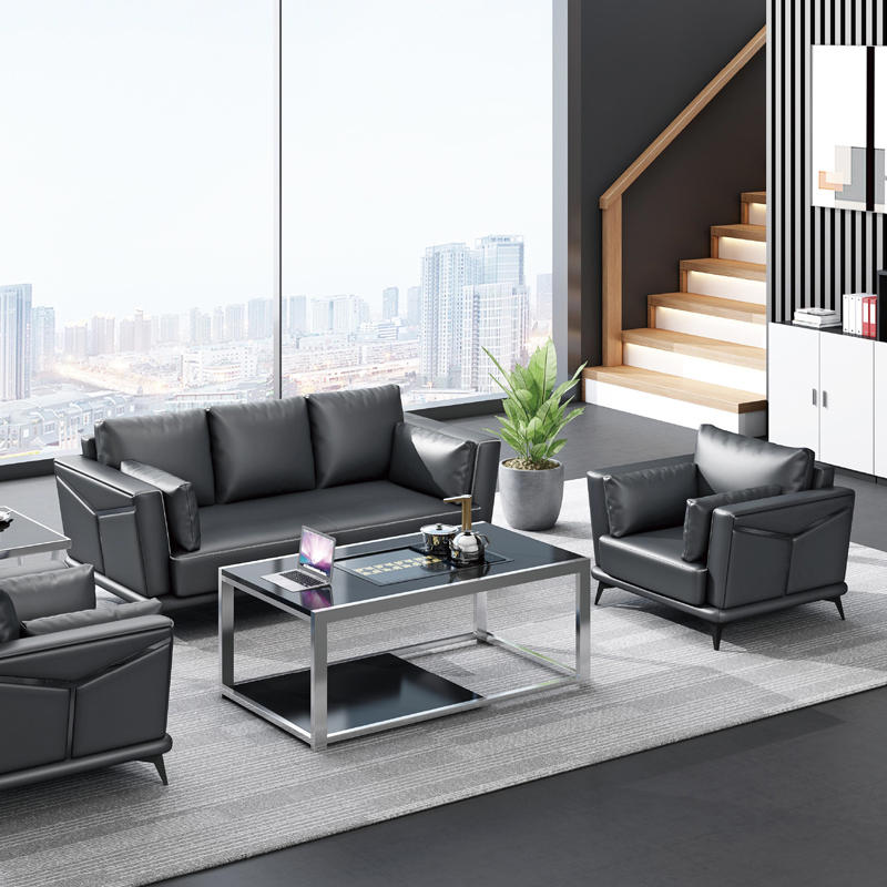 Office Furniture Group - # Furniture Black Leather Multiplayer Group