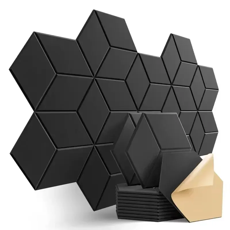 Office Furniture Group - 12 Pcs Self-Adhesive Hexagon Sound Insulation