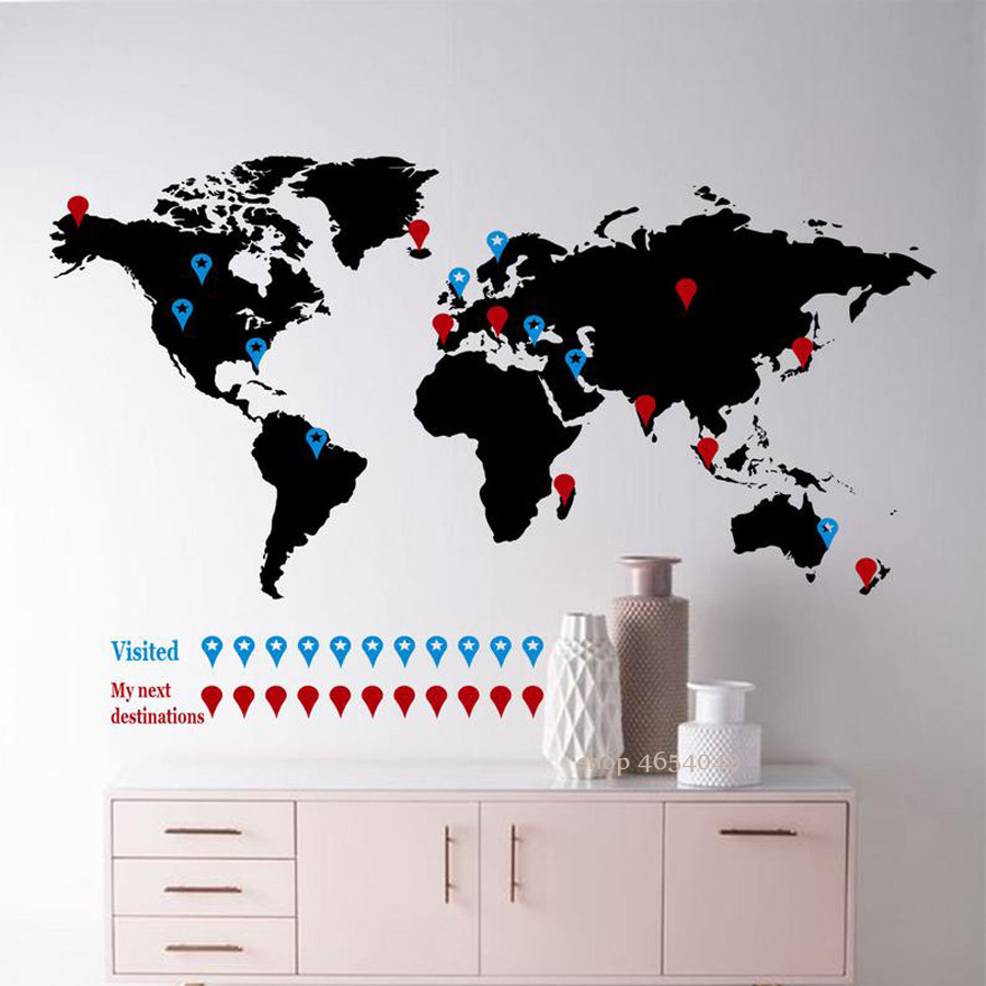 Office Furniture World - Large World Map Wall Decal Travel