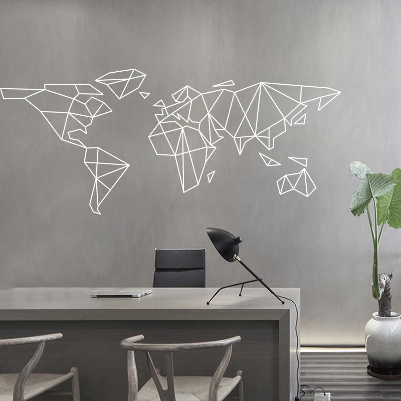 Geometric World Map Wall Stick - Office Furniture World review and price