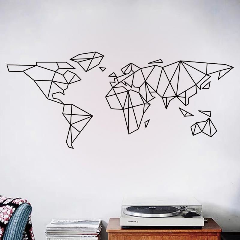 Geometric World Map Wall Stick - Office Furniture World review and price