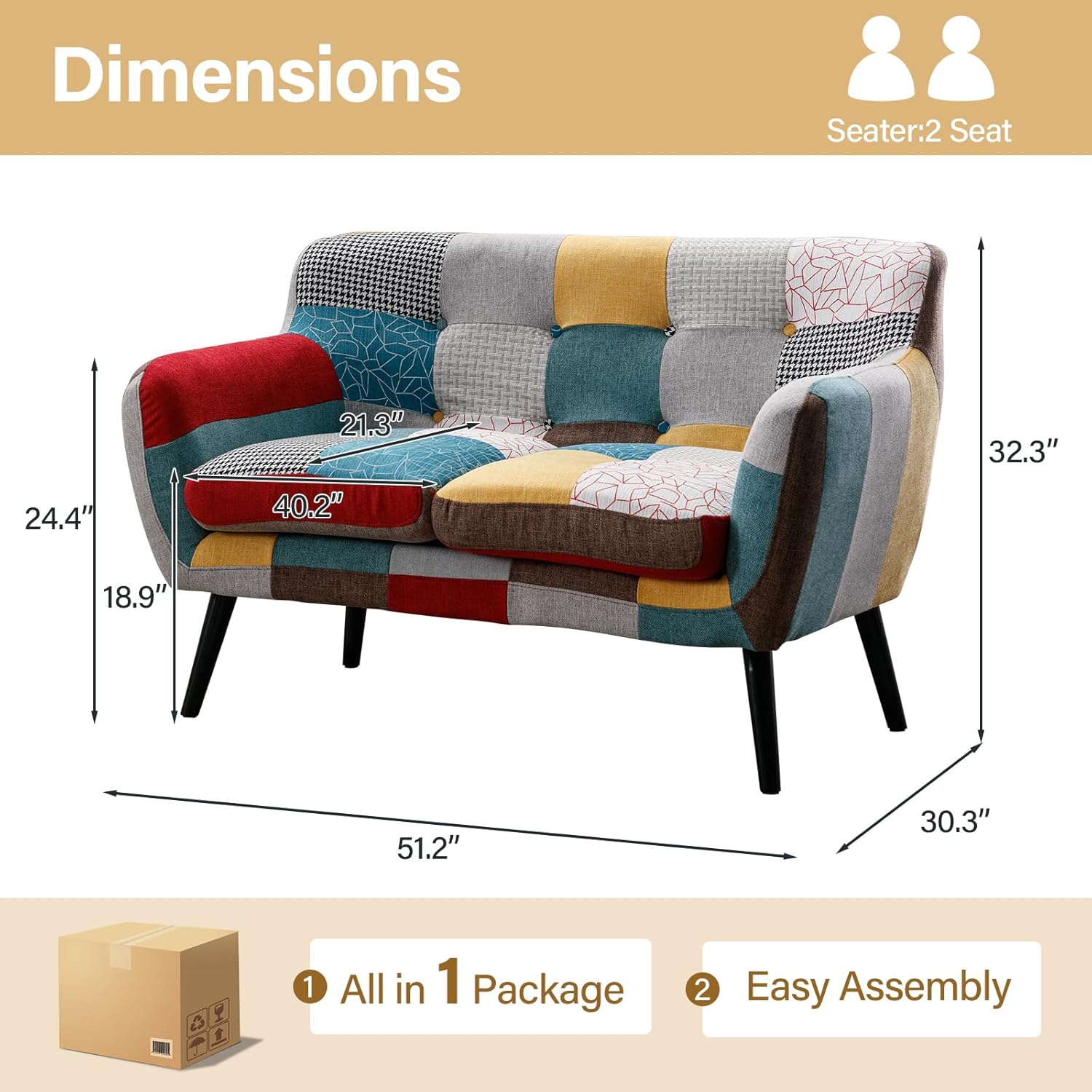 Modern Boho Loveseat Couch Sof - Office Furniture Group review and price