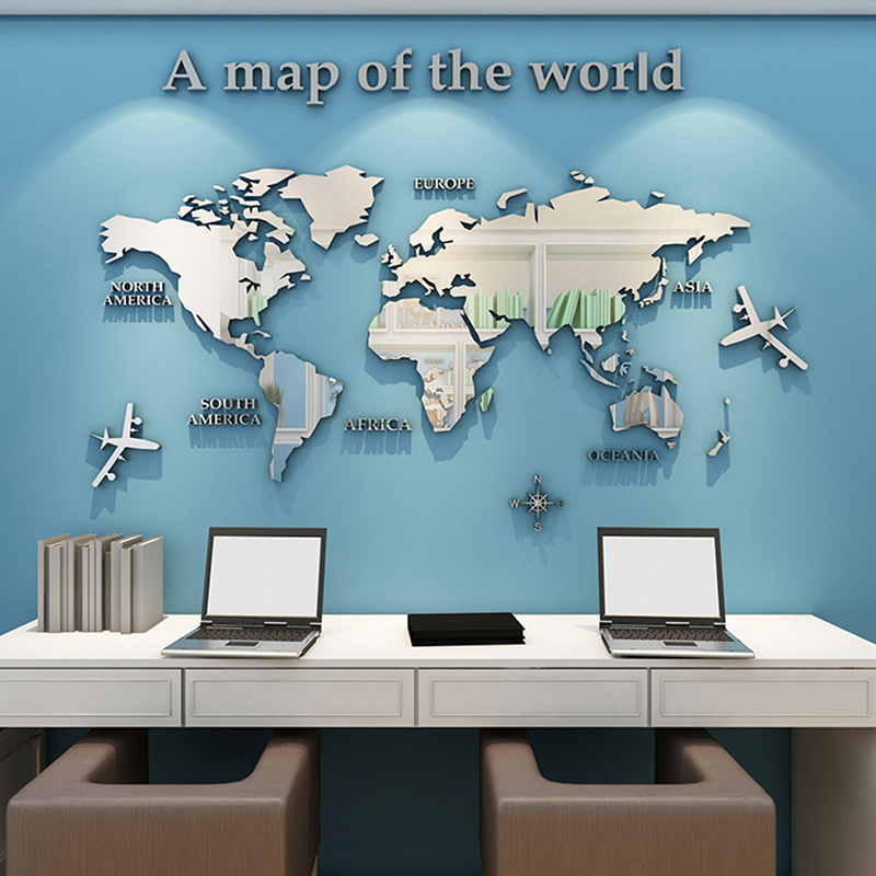 World Map Wall Stickers 3D Acr - Office Furniture World review and price