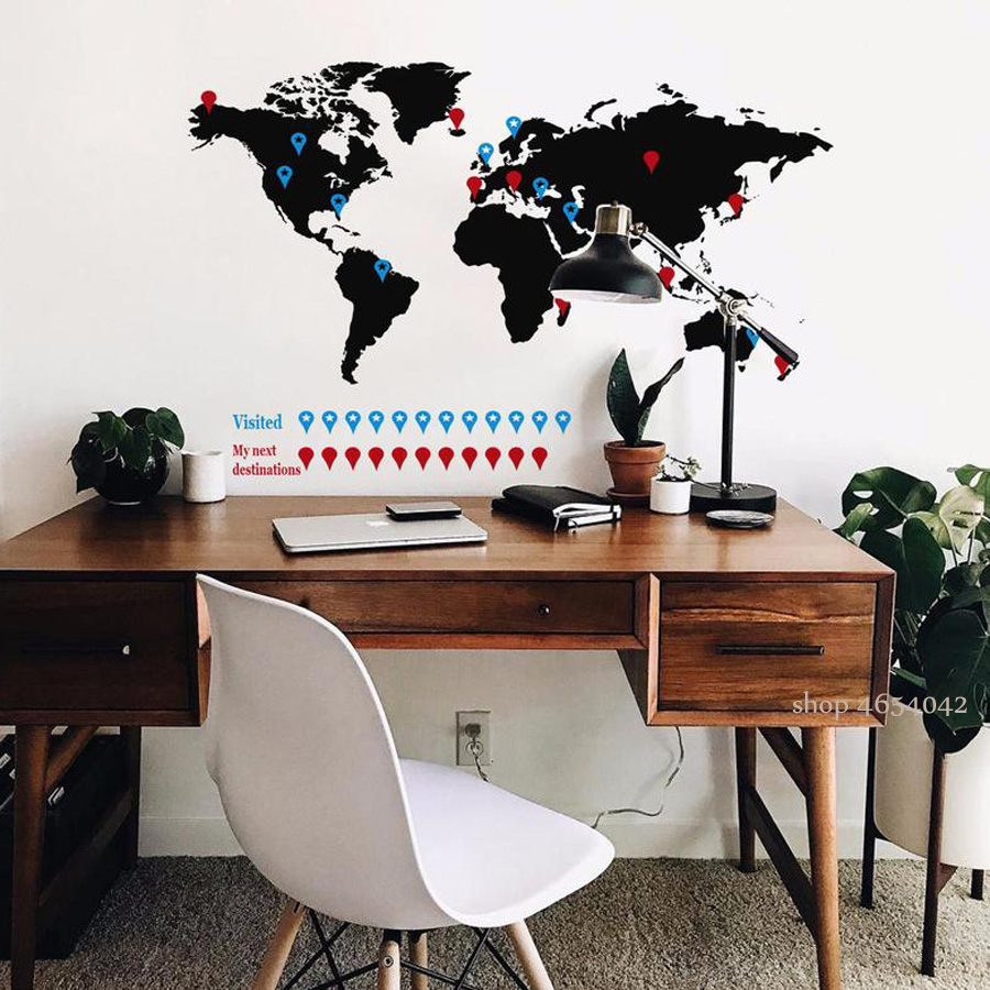 Large World Map Wall Decal Tra - Office Furniture World review and price
