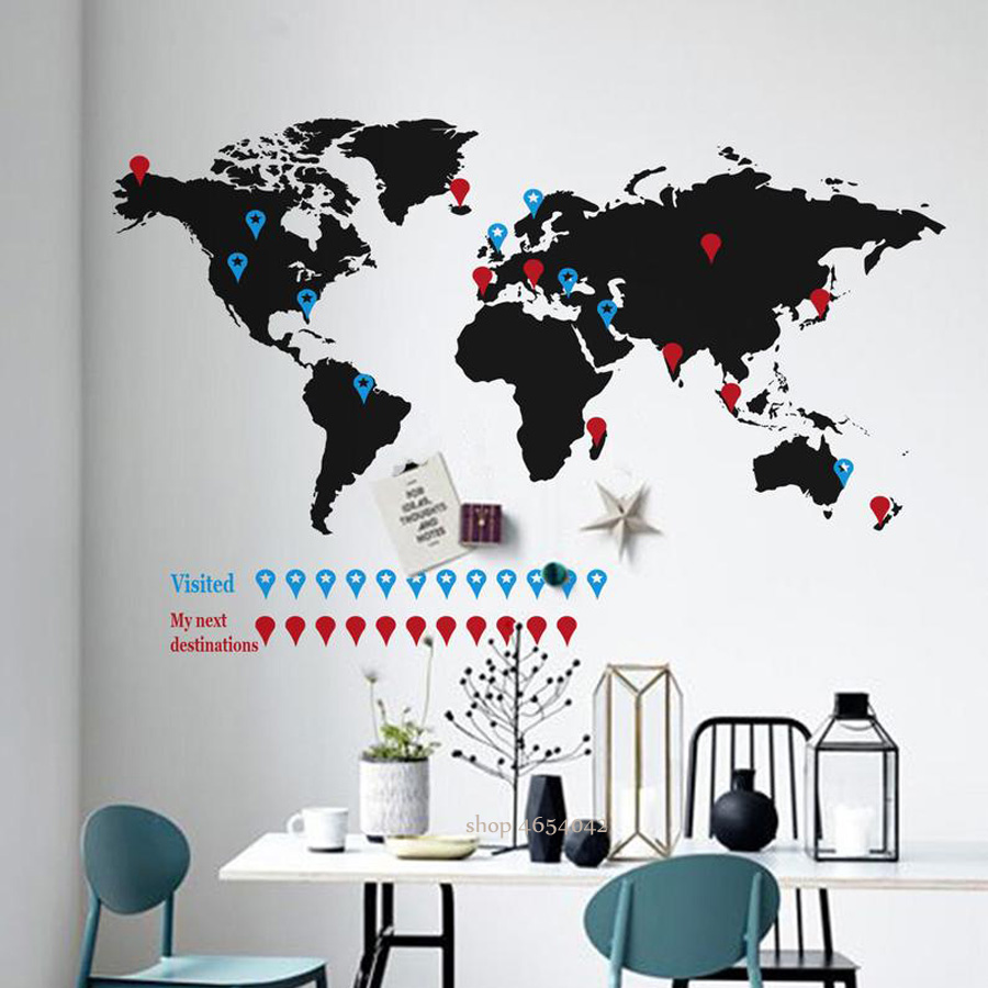 Large World Map Wall Decal Tra - Office Furniture World review and price