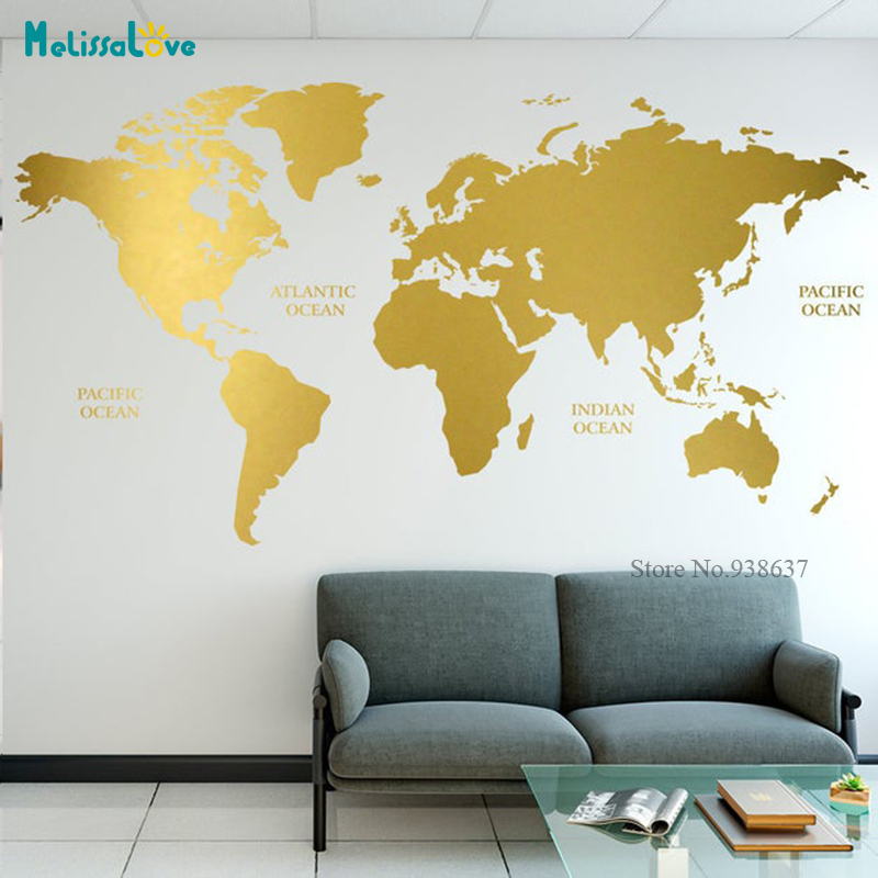 Gold World Map Decal Geometric - Office Furniture World review and price