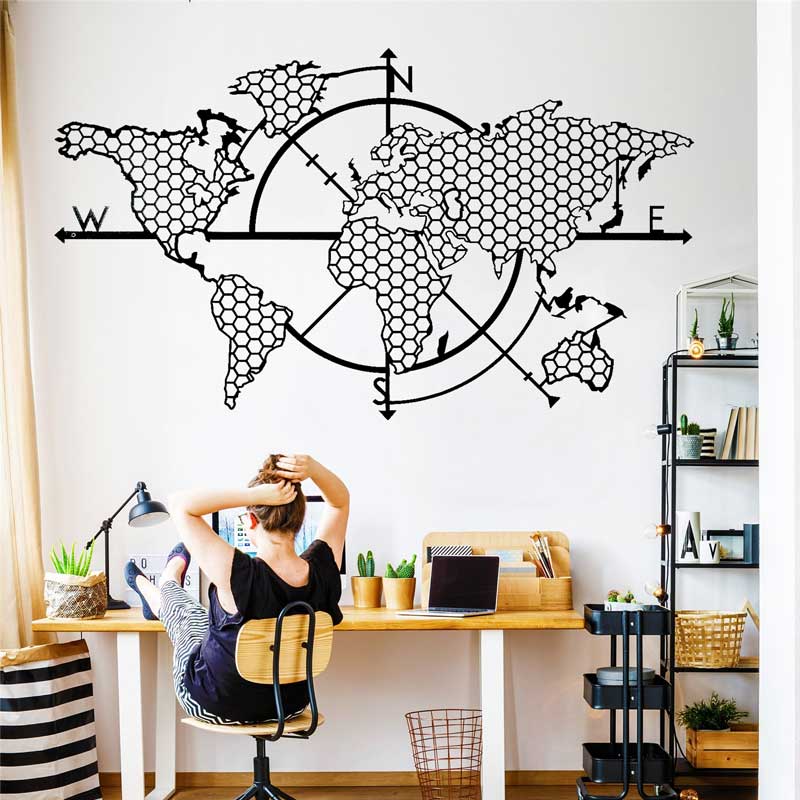 Honeycomb Geometric World Map  - Office Furniture World review and price